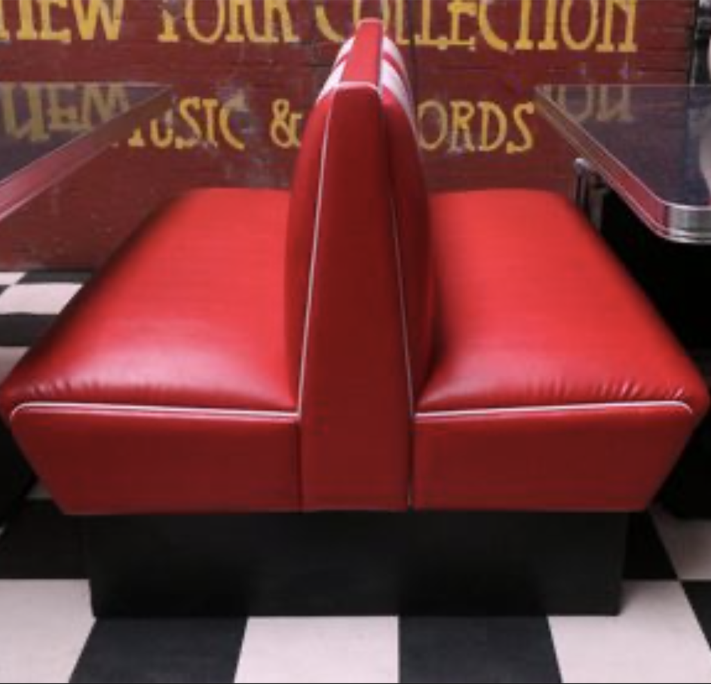 Double banquette diner rouge et blanche - 124cm